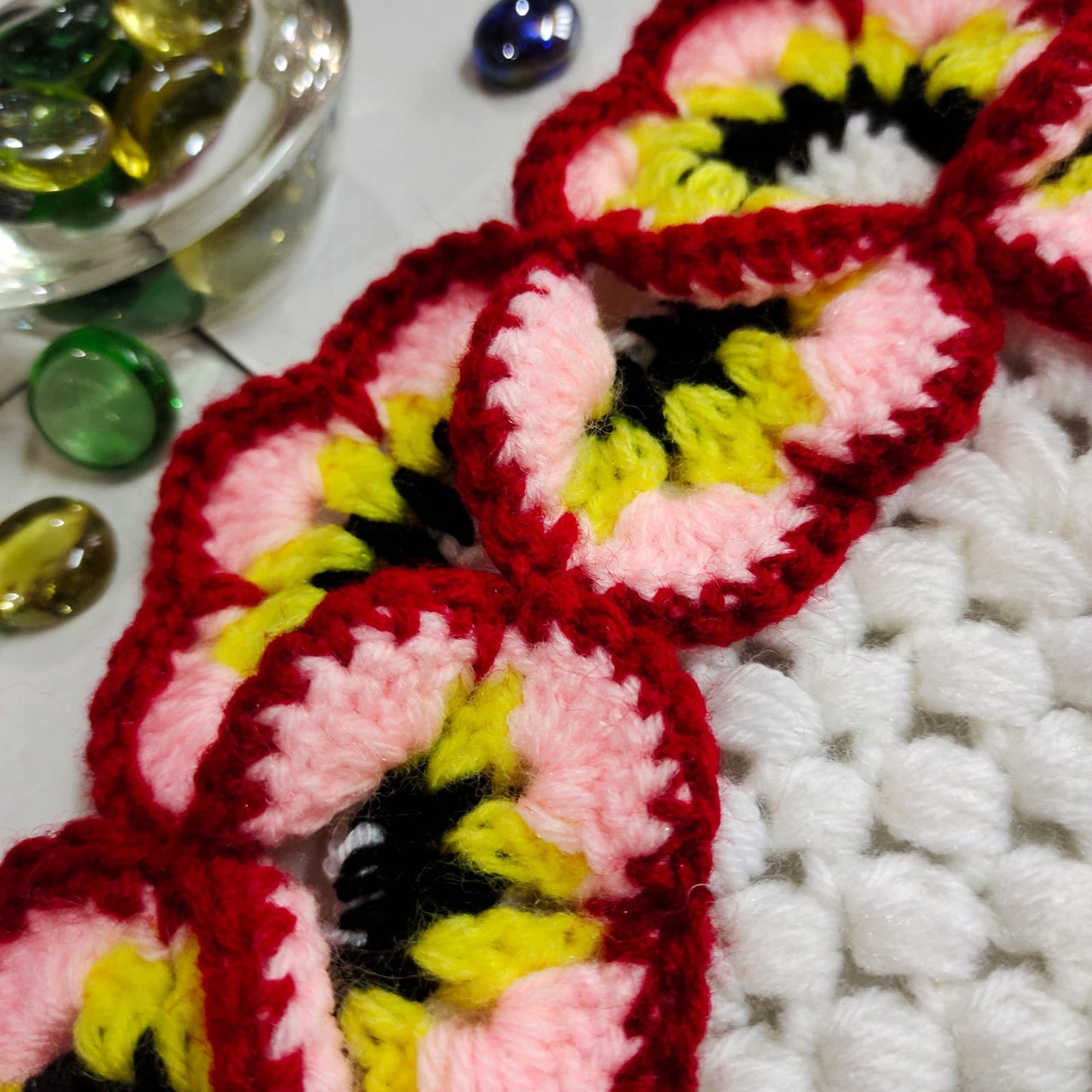 Crochet table mat : Orchid beautiful flower table mat