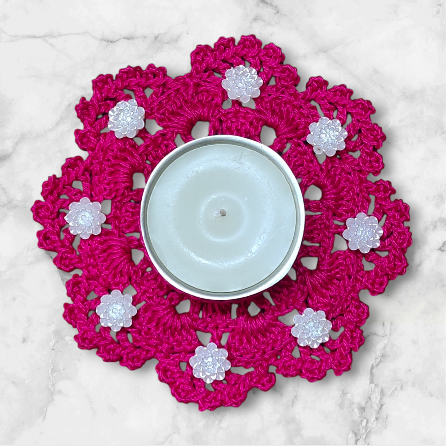 Crochet Tealight Cozy – Handmade Home Accent