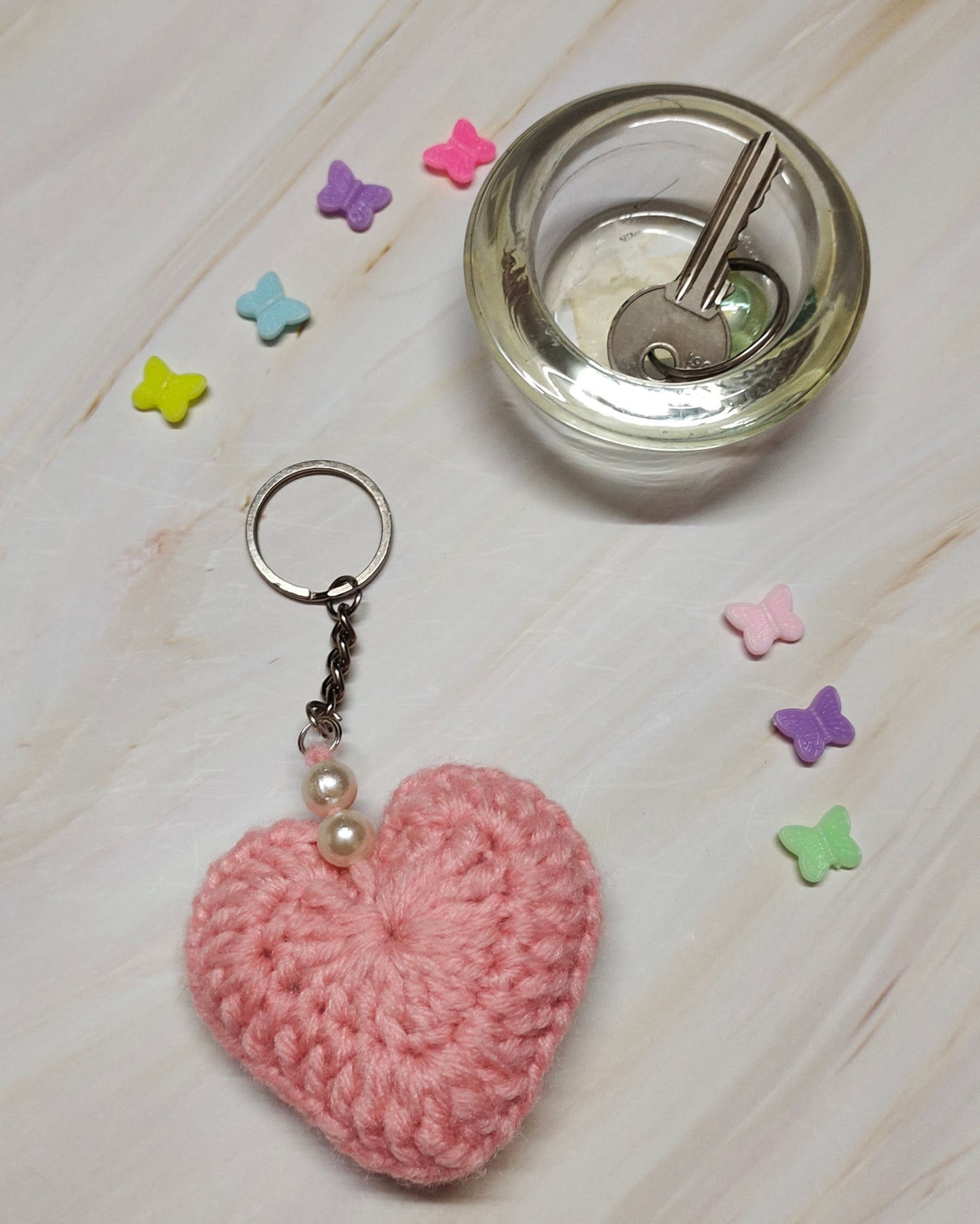 Crochet heart charm : perfect for keys, bags, & gifts