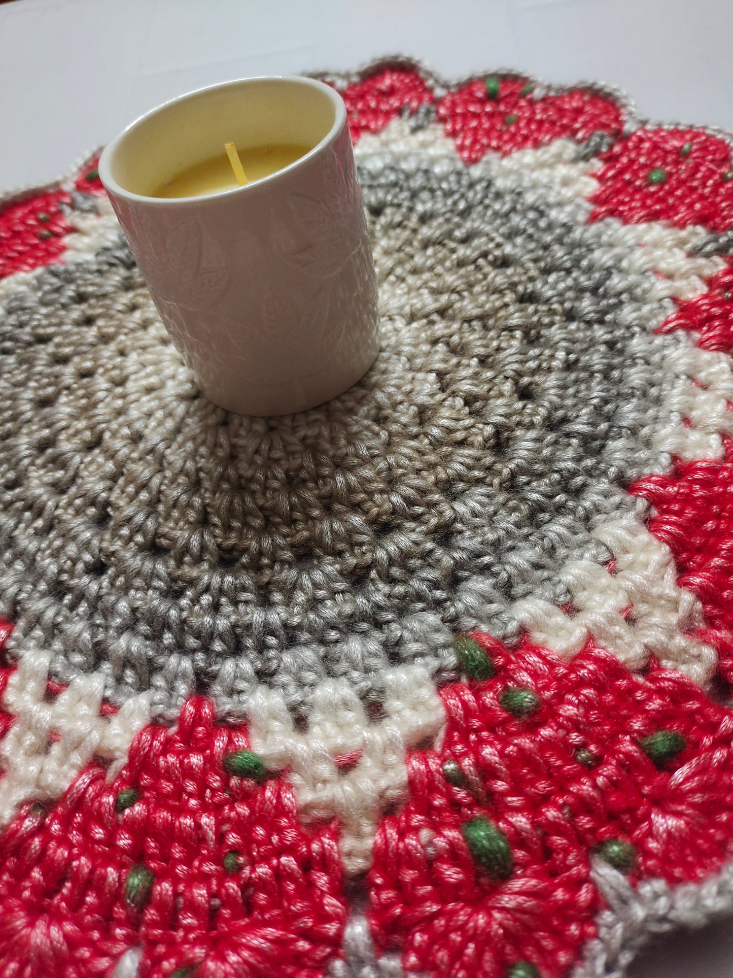 Crochet Table Mat: Handcrafted Strawberry Delight
