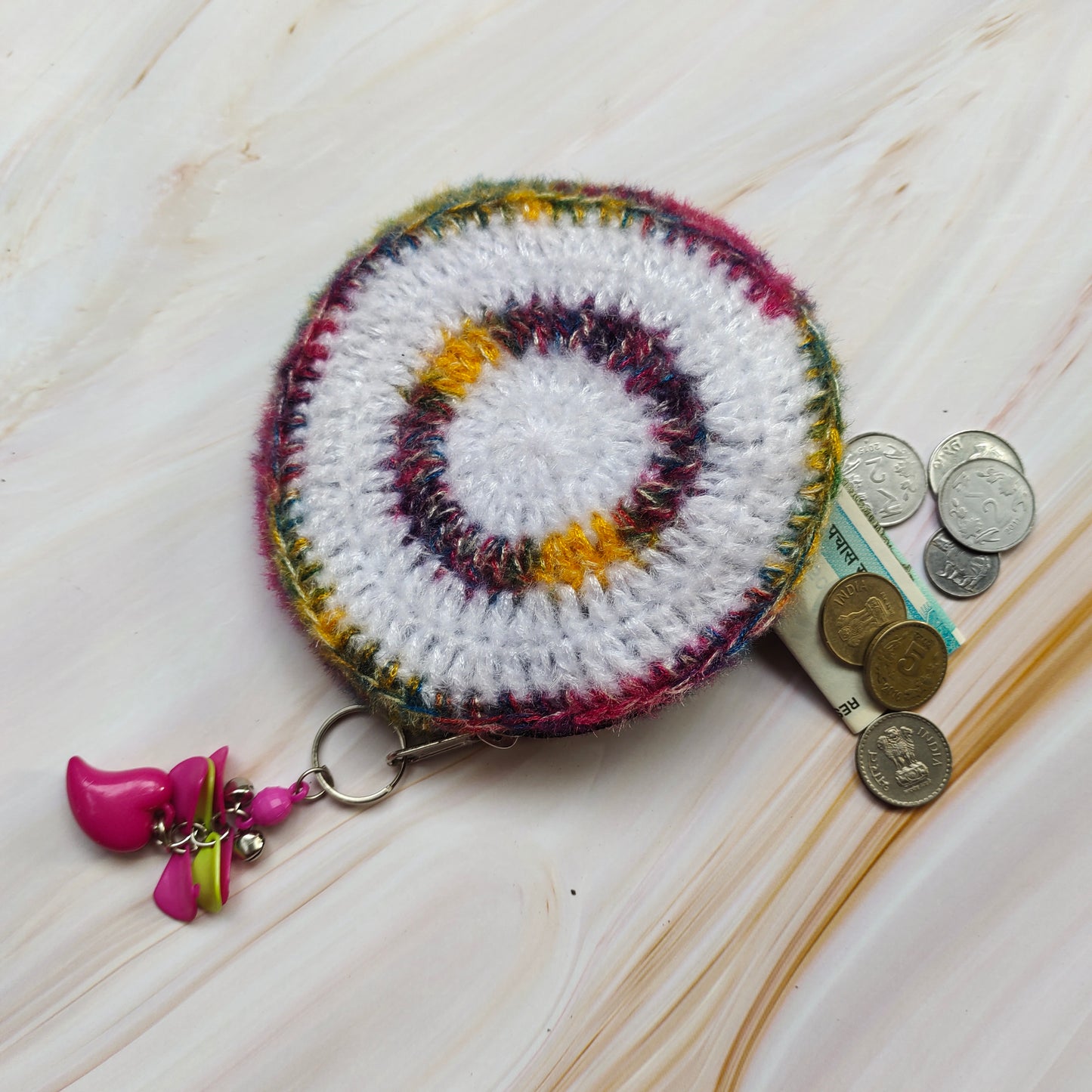 Crochet coin purse : Boho Circle purse.