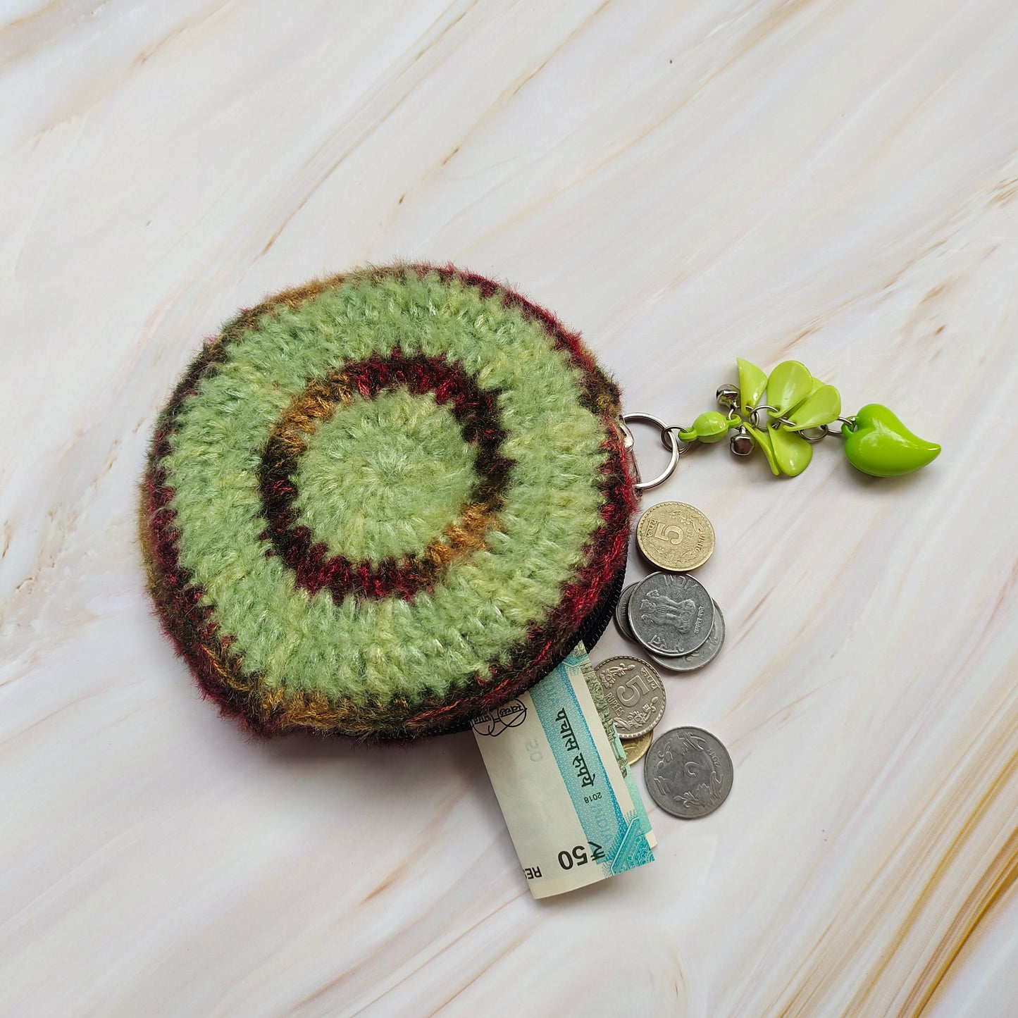Crochet coin purse : Boho Circle purse.