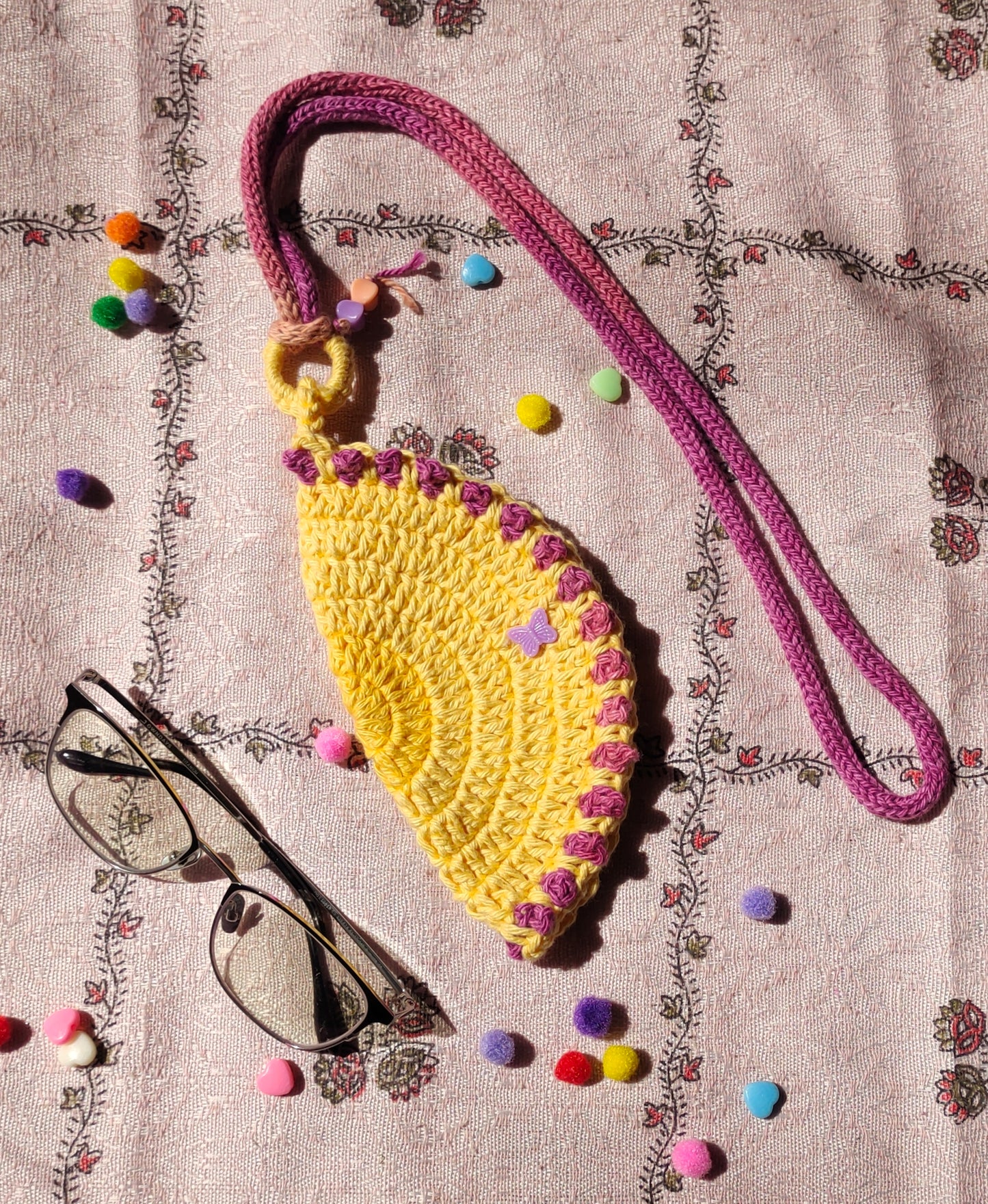 Crochet glasses/sunglasses case : Soft protective pouch