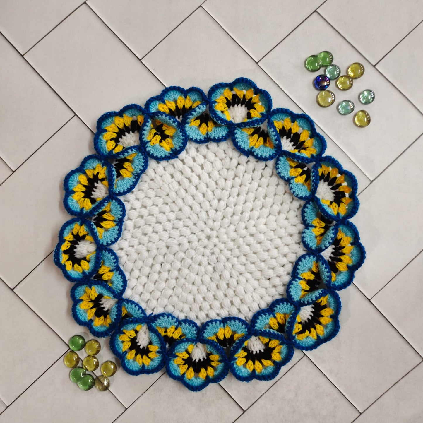 Crochet table mat : Orchid beautiful  flower table mat