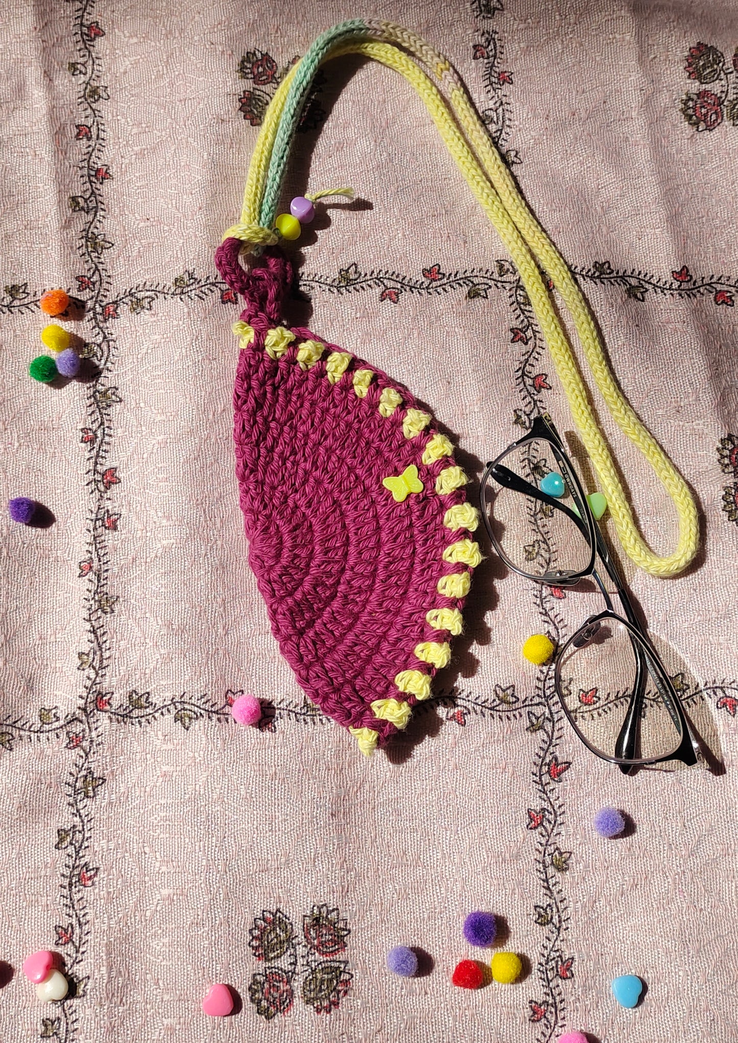 Crochet  glasses/sunglasses case : Soft protective pouch