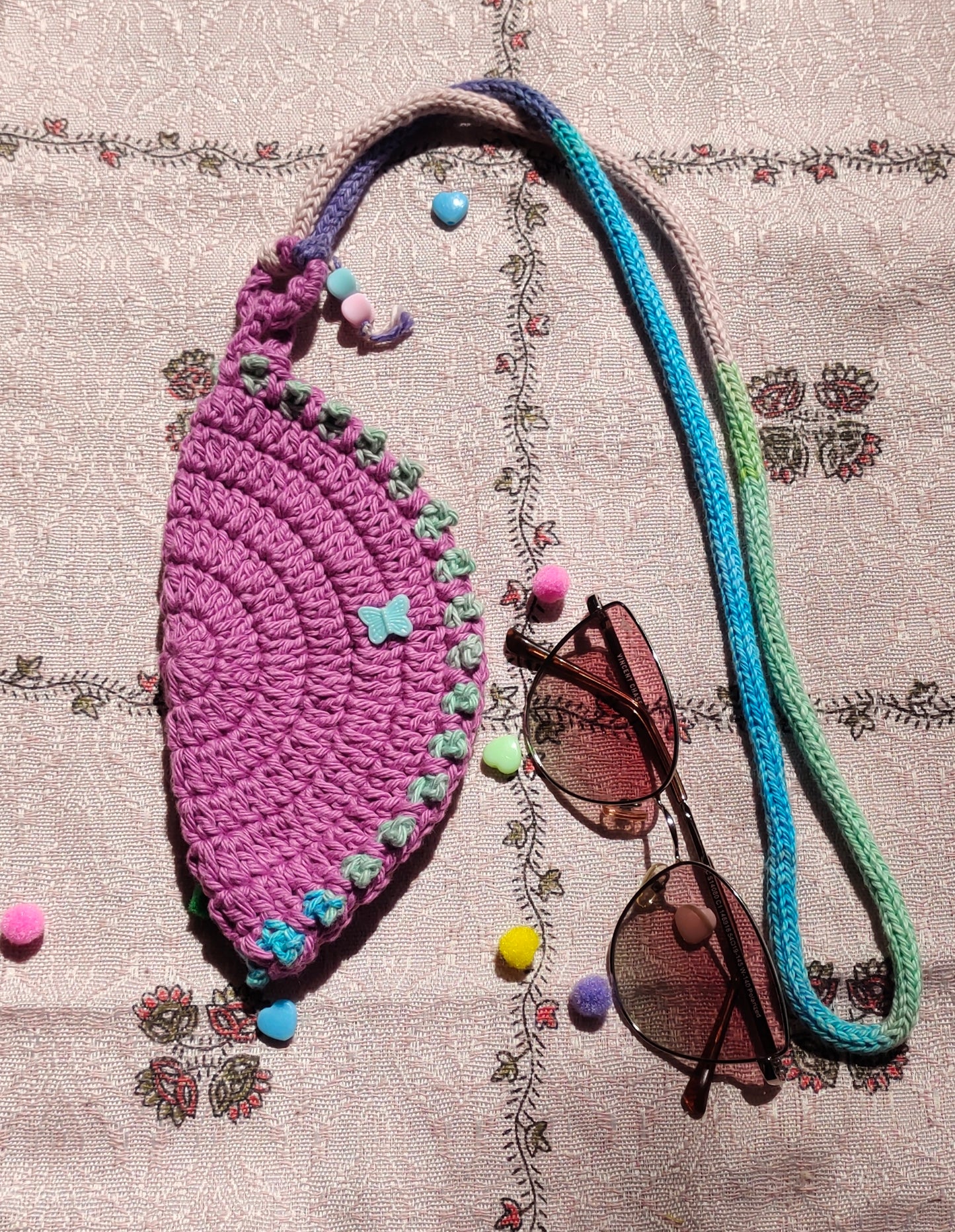 Crochet  glasses/sunglasses case : Soft protective pouch