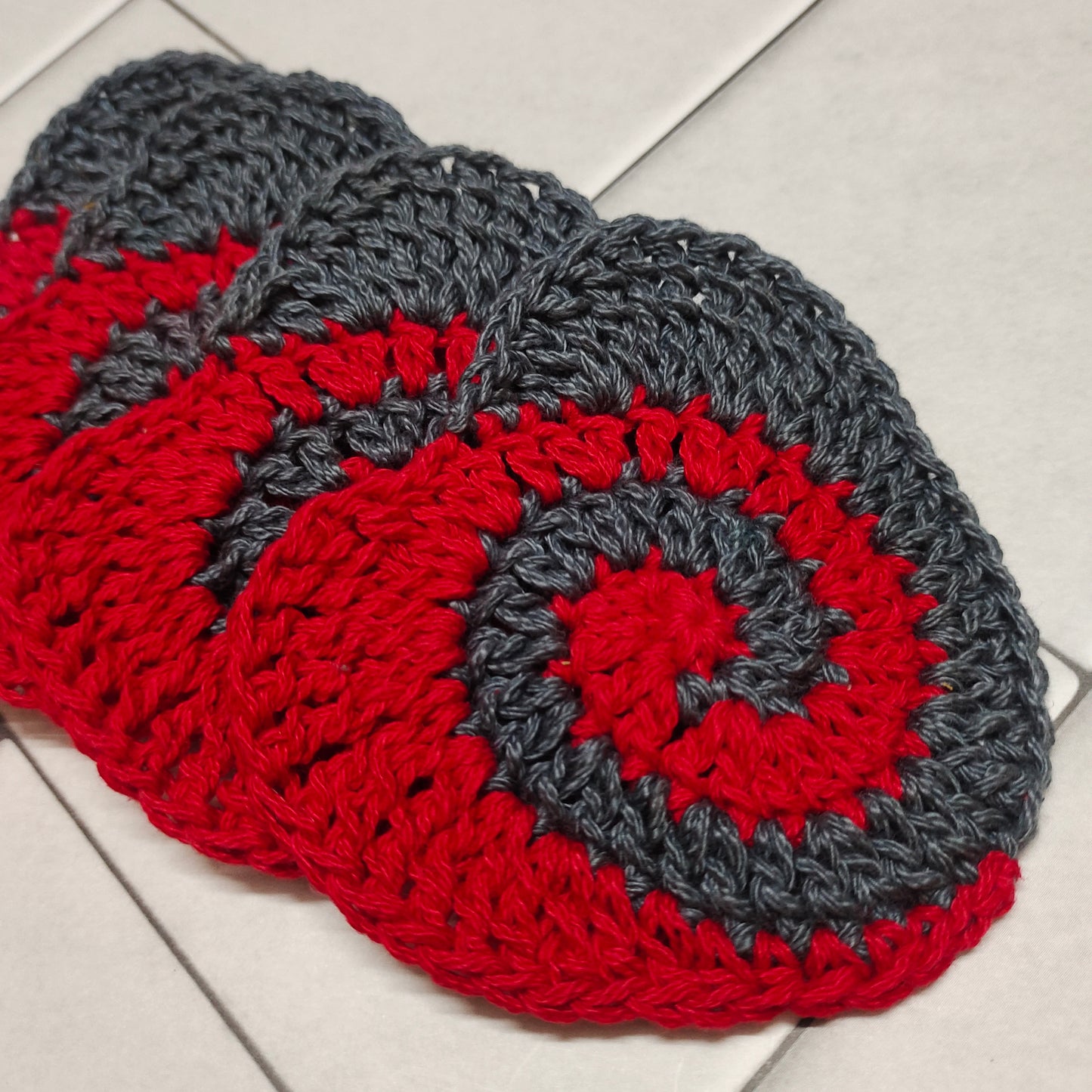 Crochet Heart Coaster Set : Spiral Design for Coffee & Tea Cups