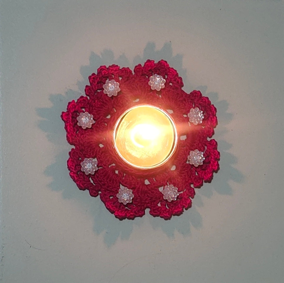 Crochet Tealight Cozy – Handmade Home Accent