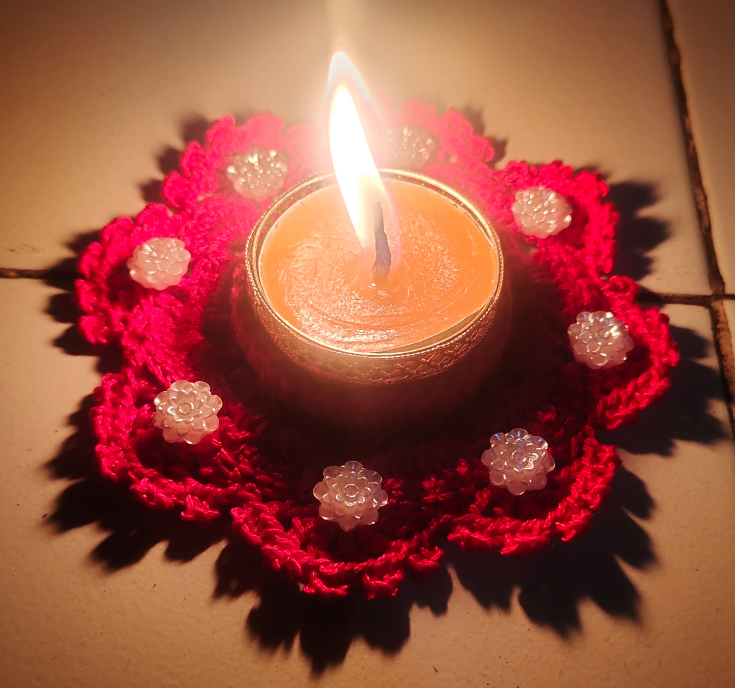 Crochet Tealight Cozy – Handmade Home Accent