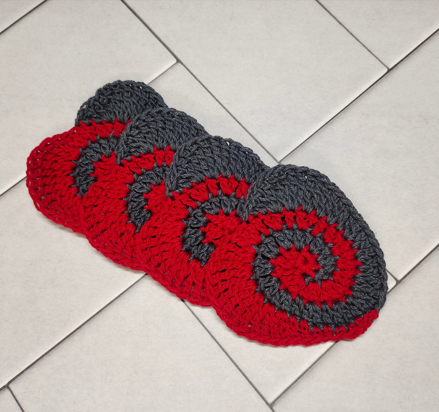 Crochet Heart Coaster Set : Spiral Design for Coffee & Tea Cups