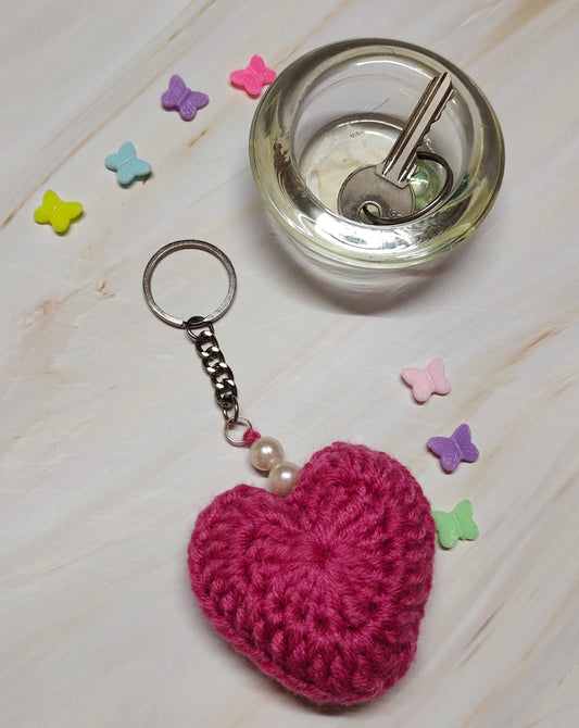 Crochet heart charm : perfect for keys, bags, & gifts